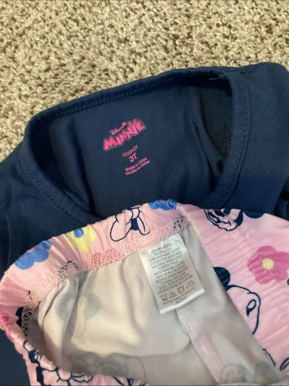 Minnie Mouse Pink Puffer vest, shirt and pants